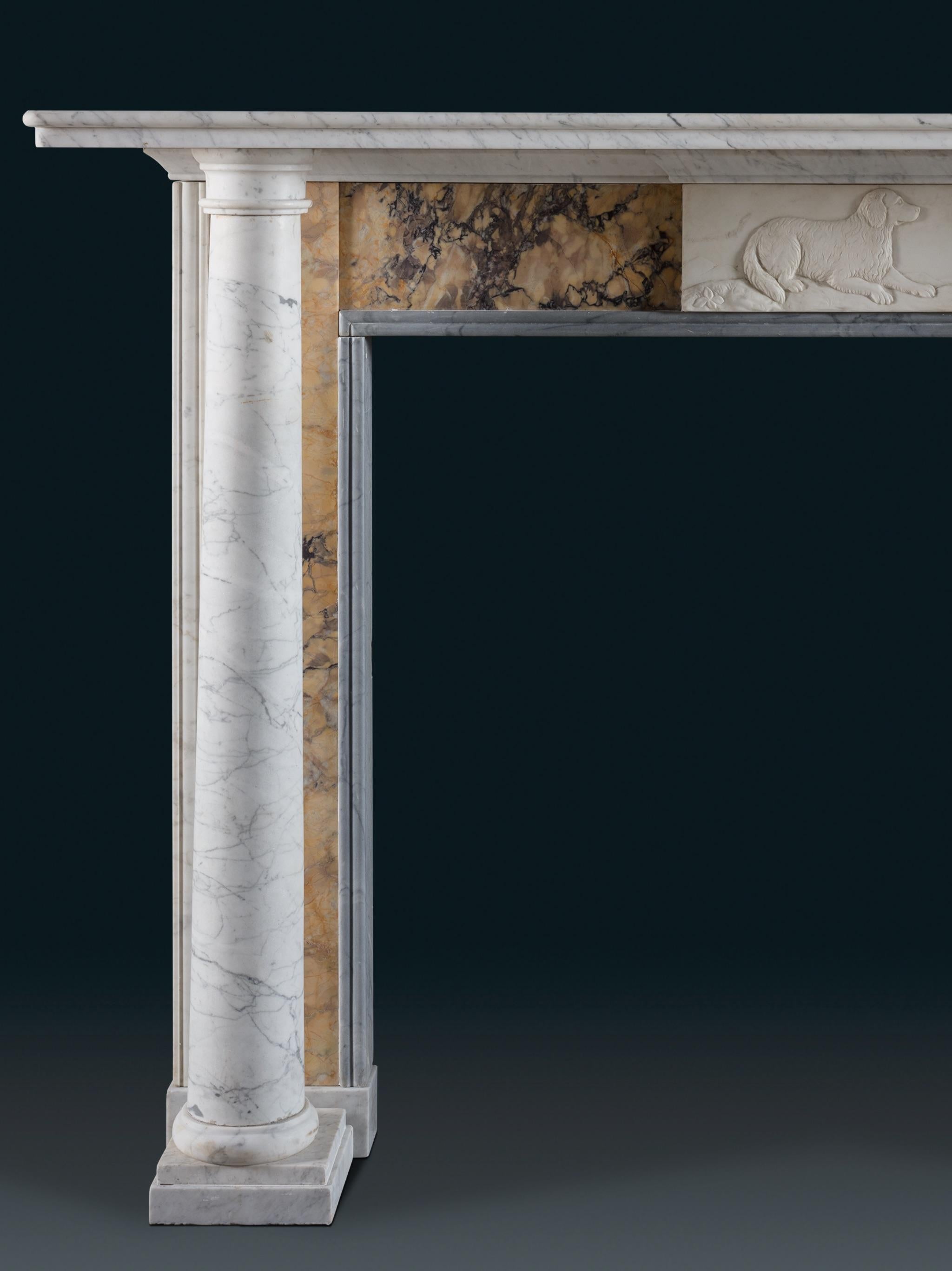 Carved A Regency Chimneypiece in Old English and Convent Siena Marble For Sale