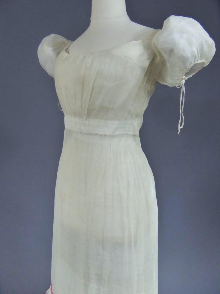 A Regency Cotton Voile Day Embroidered Summer Dress -France Circa 1815/1820  at 1stDibs | 1820 dress, 1820s dress, 1820 dresses