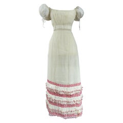 A Regency Cotton Voile Day Embroidered Summer Dress -France Circa 1815/1820