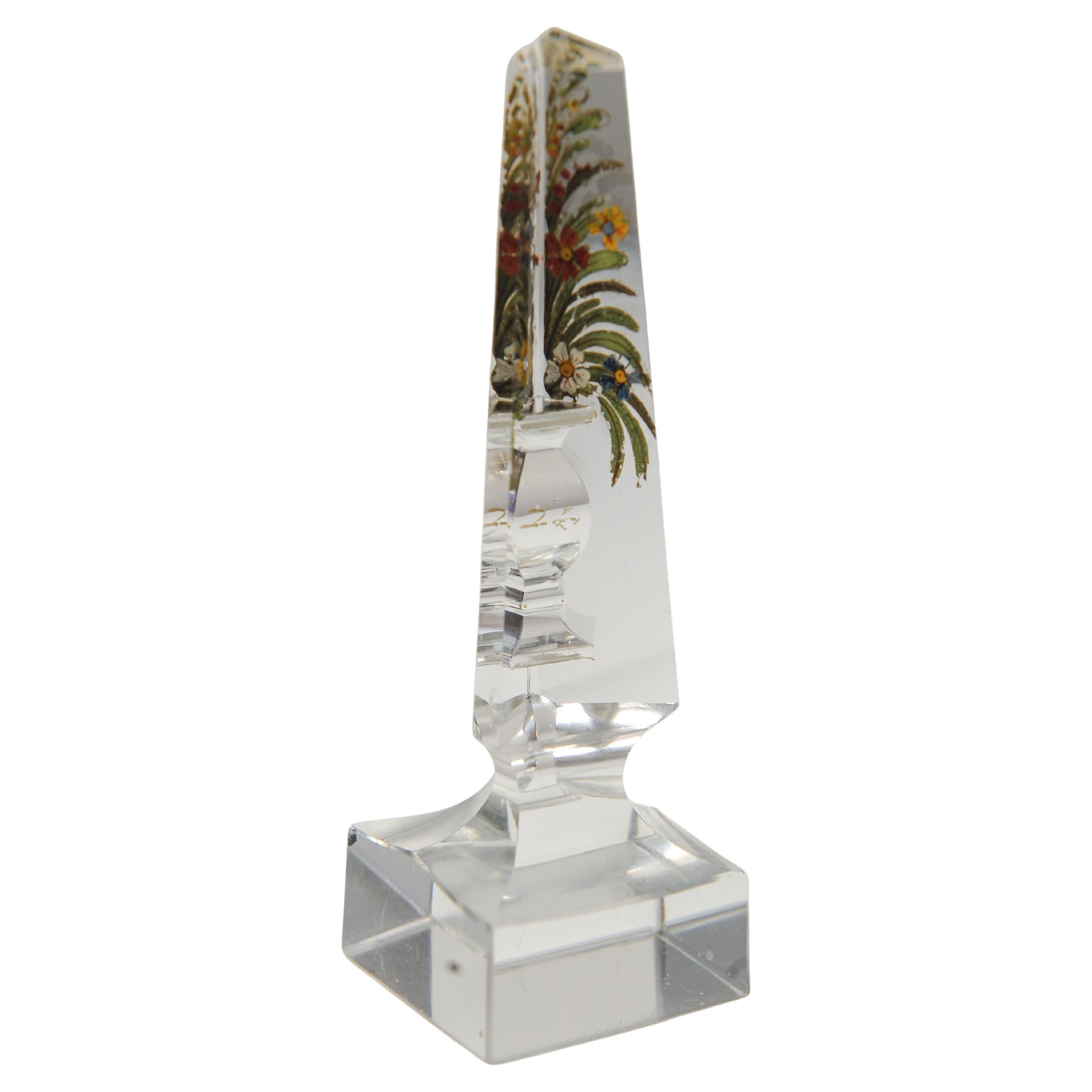 Eine Regency Cut Glass Miniatur Obelisk Prisma mit einer optischen Illusion einer Urne im Angebot 1