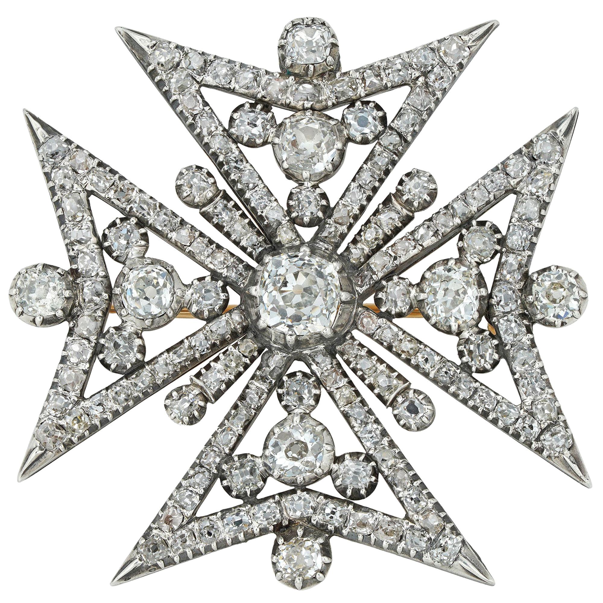 Regency Diamond Maltese Cross Pendant/Brooch