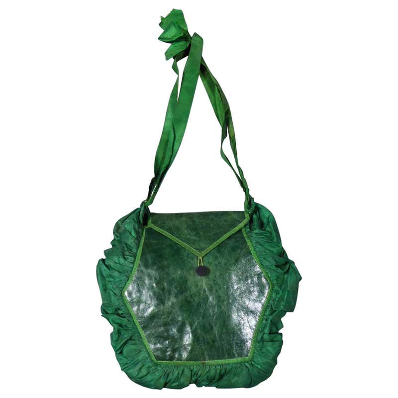 A Regency French Reticule Purse, leather and Chintz Early 19th century ...