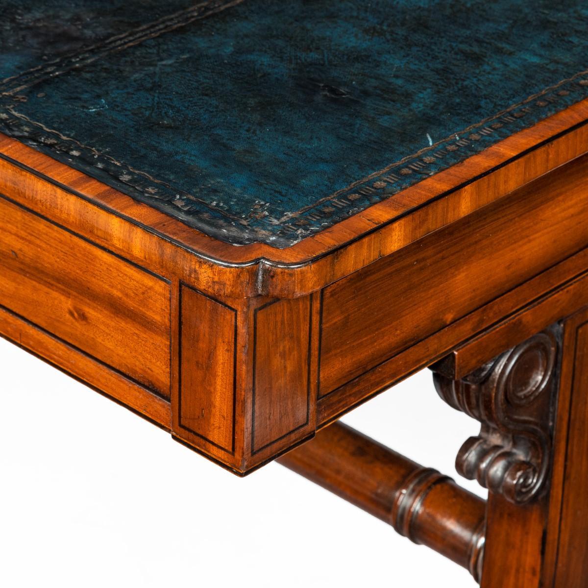 19th Century Regency Mahogany End Support Library Table For Sale
