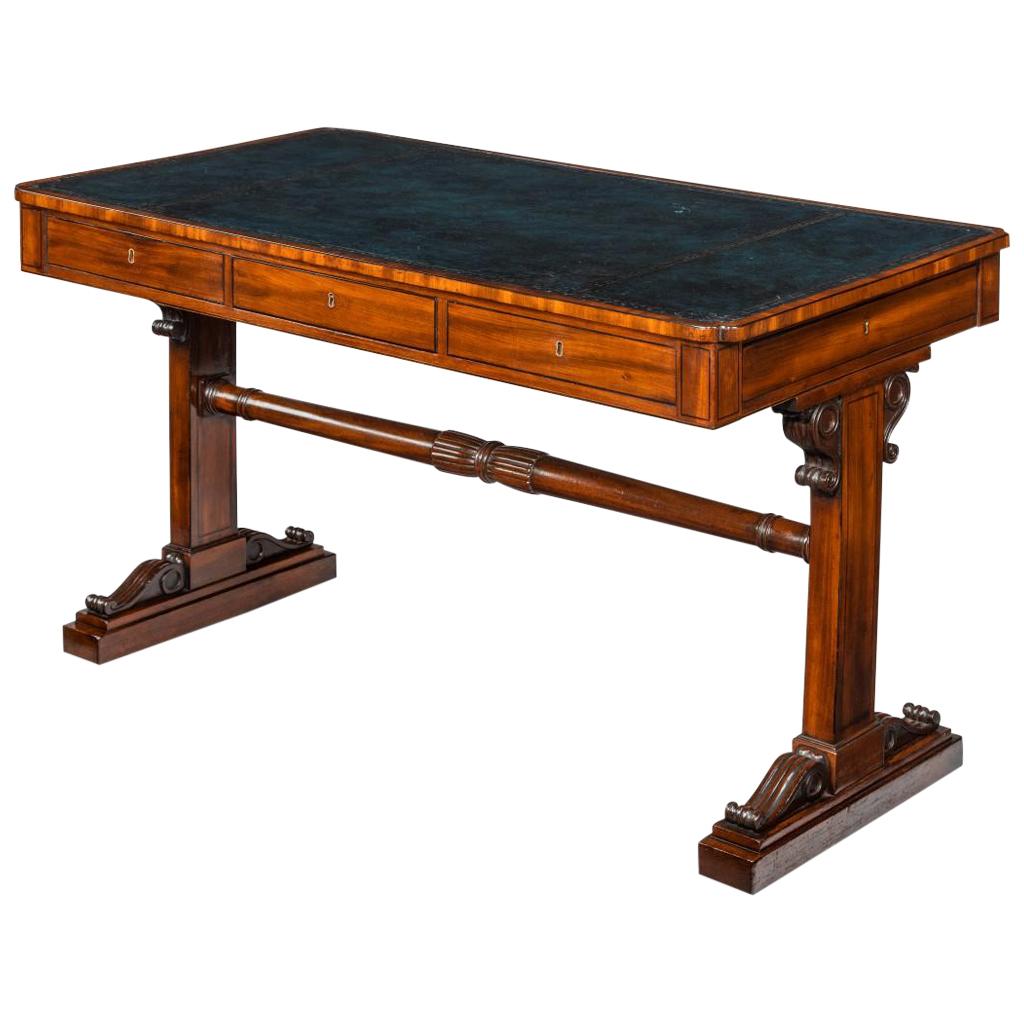 Regency Mahogany End Support Library Table For Sale