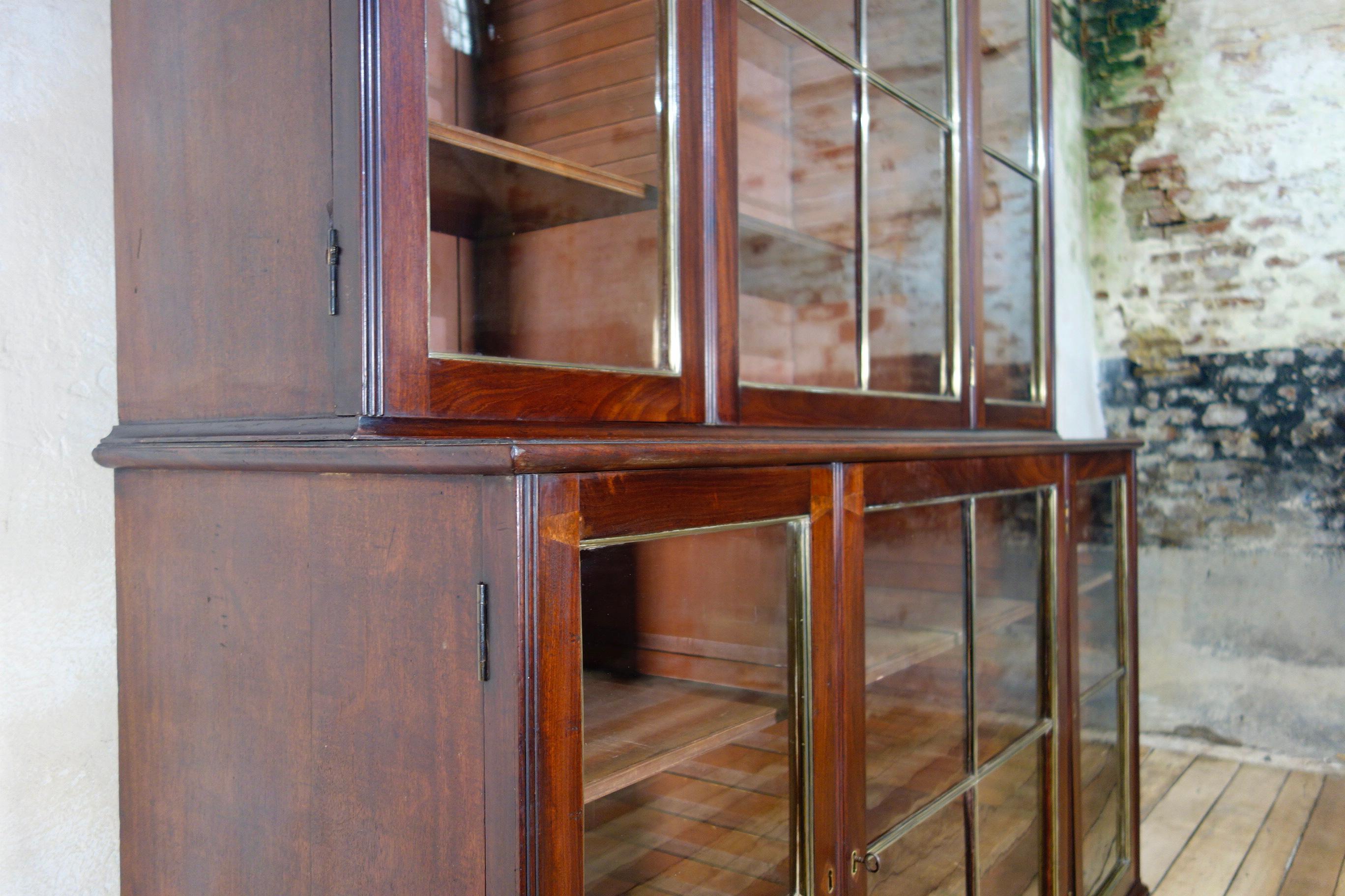 Regency Mahogany Glazed Library Bookcase, Parcel-Gilt 1