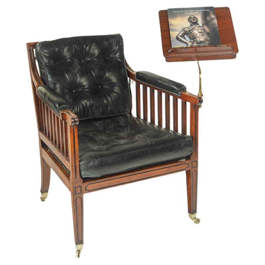 A Regency mahogany library reading chair For Sale