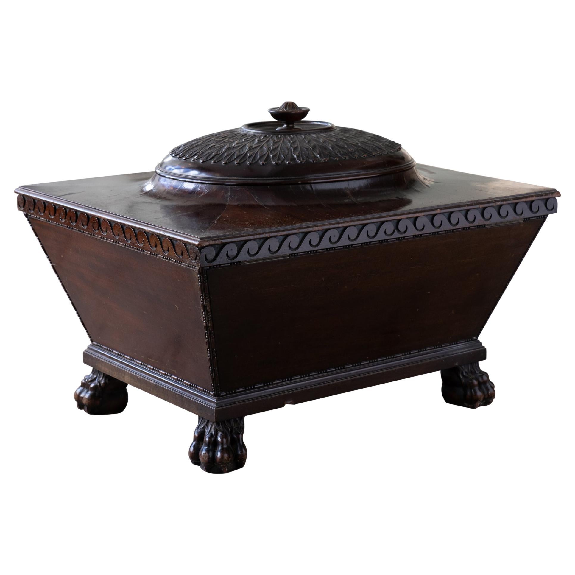 English Regency Mahogany Sarcophagus Shaped Wine Cooler For Sale at 1stDibs