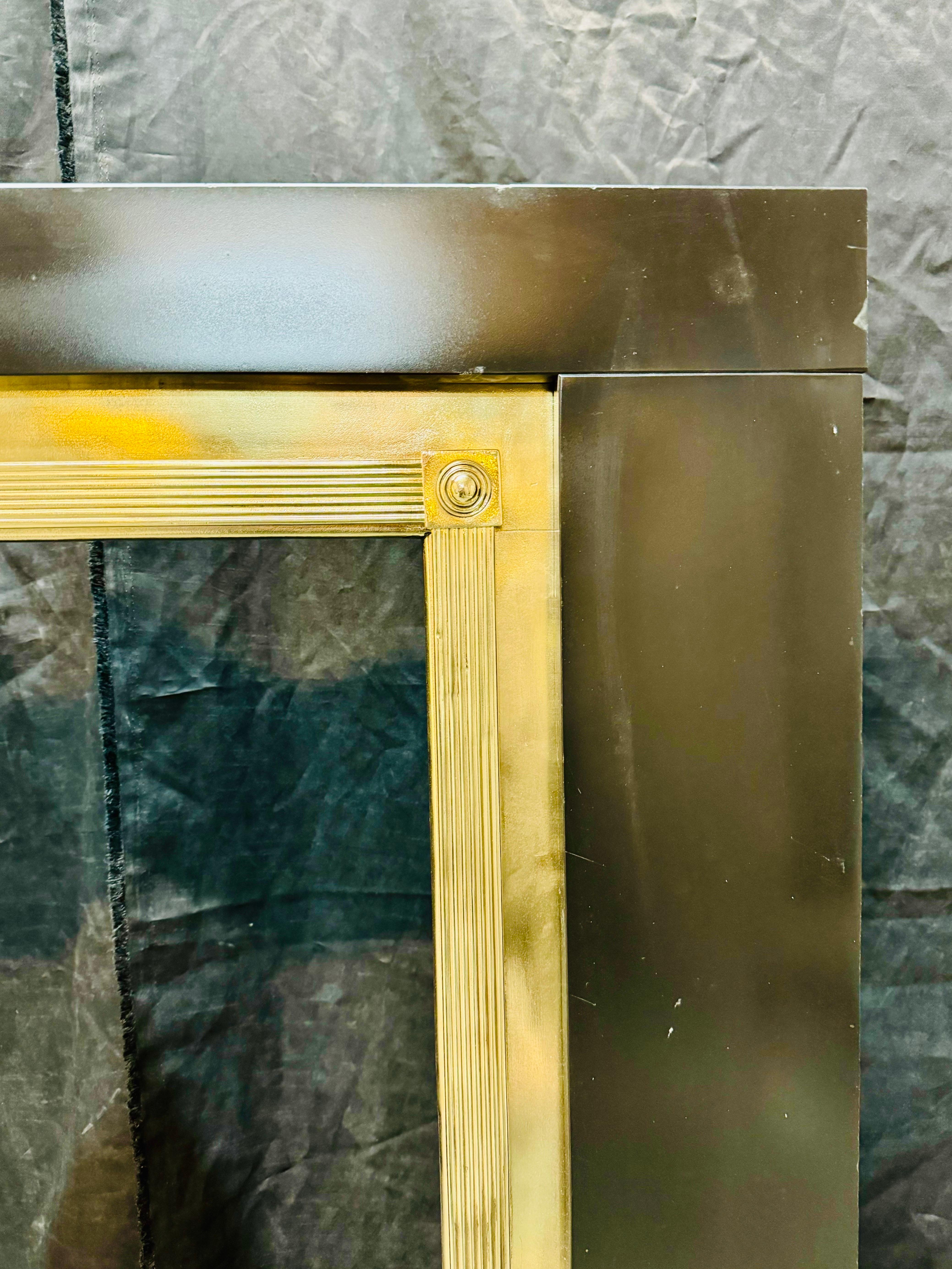A Regency Manner Polished Brass Fireplace Frame. For Sale 1