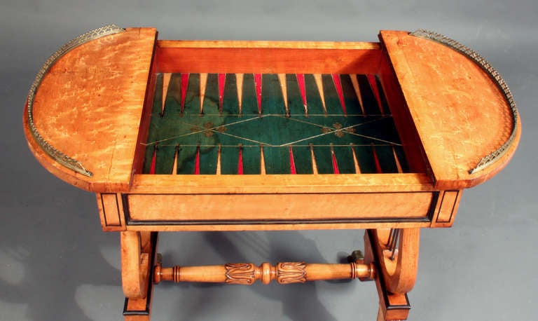 William IV Regency Maplewood Lyre-End Games Table, circa 1825 For Sale