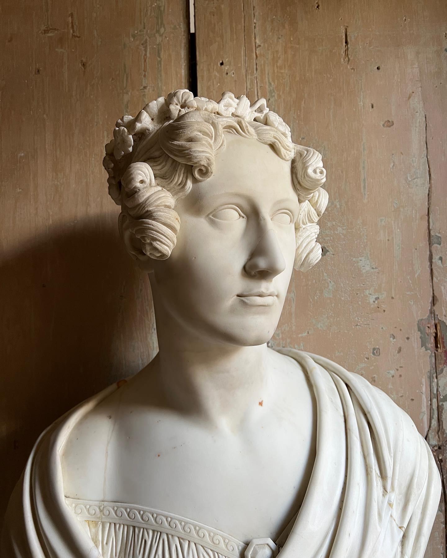 British Regency Marble Portrait Bust of a Lady by Joseph Gott, c.1840