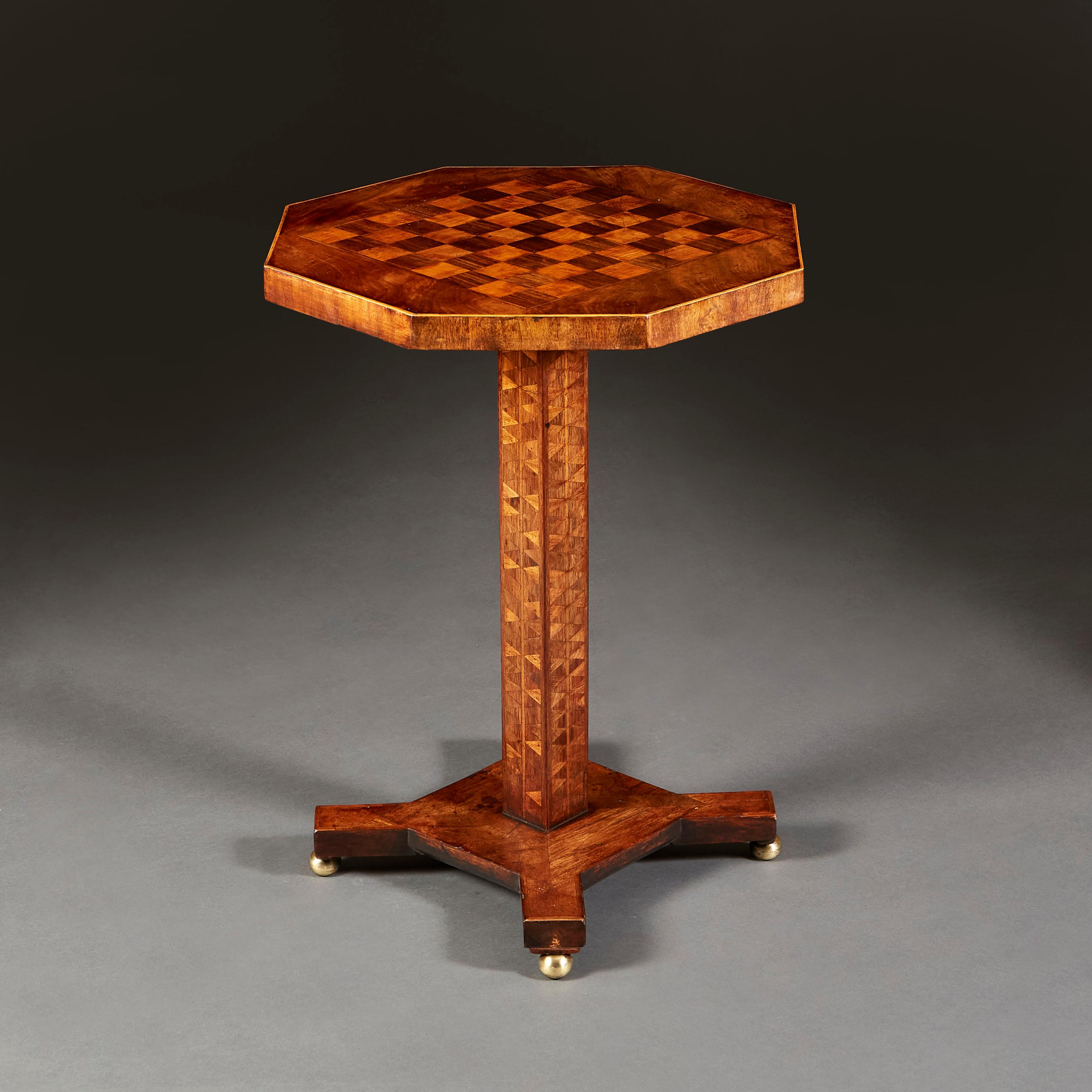 English Regency Marquetry Table with Chessboard Top