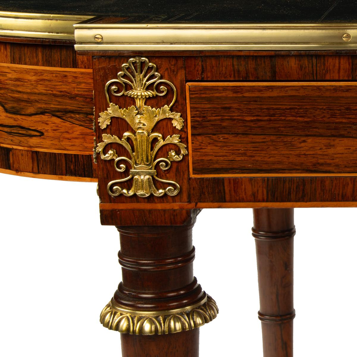 A Regency ormolu mounted rosewood two drawer writing table 6