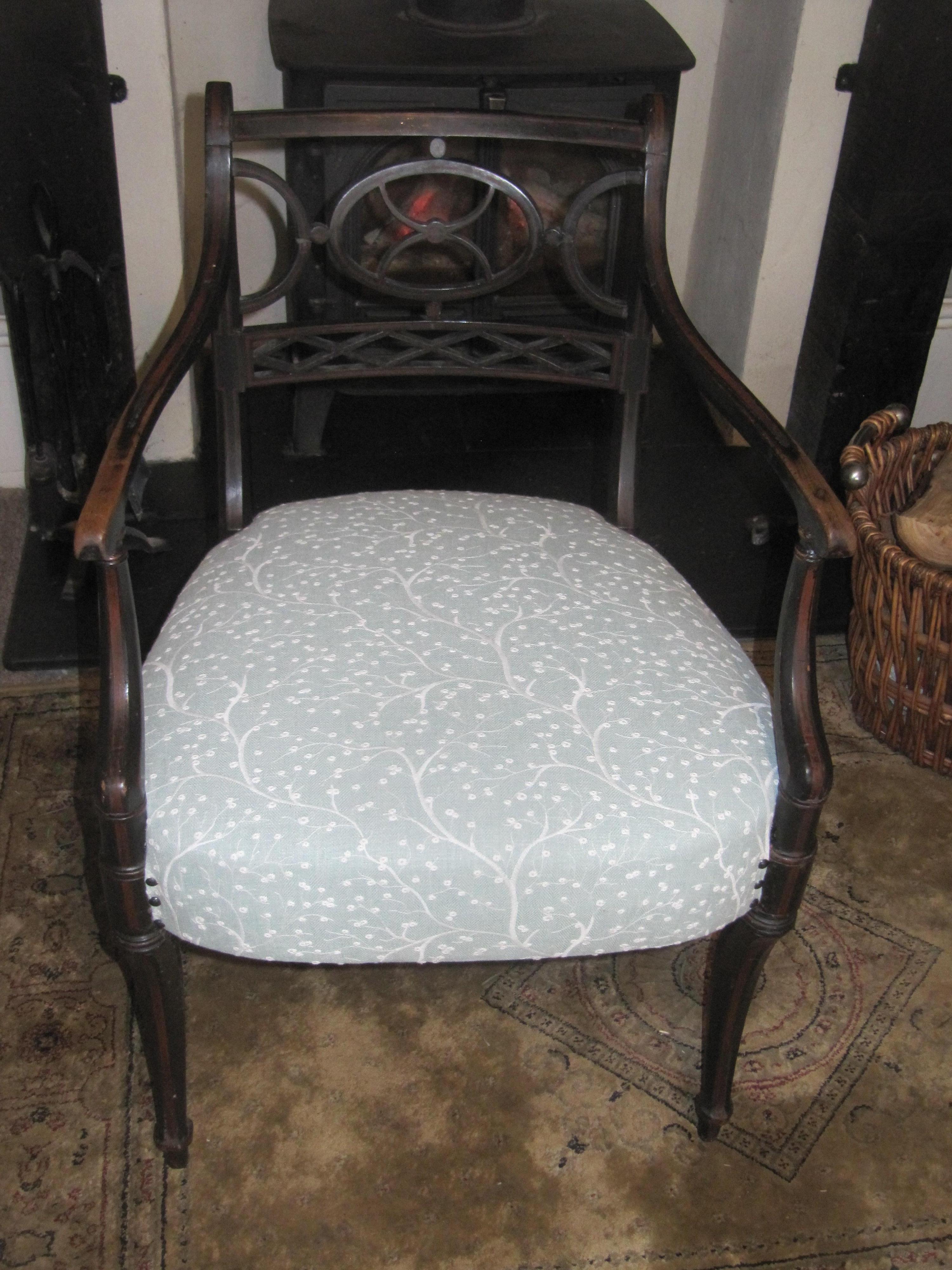 Oak A Regency painted open arm or desk chair For Sale