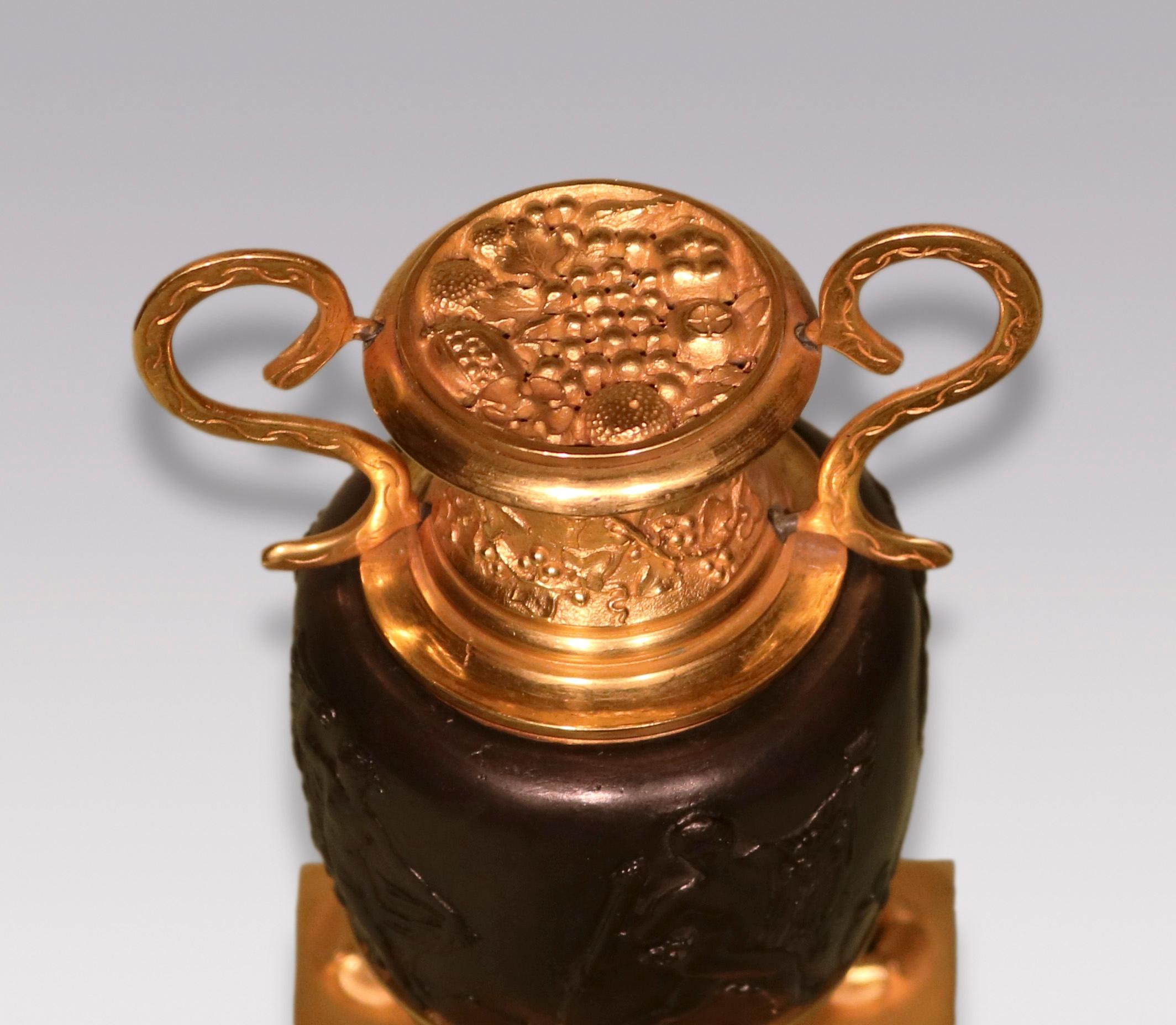 English Regency Period Bronze and Ormolu Pen Holder For Sale