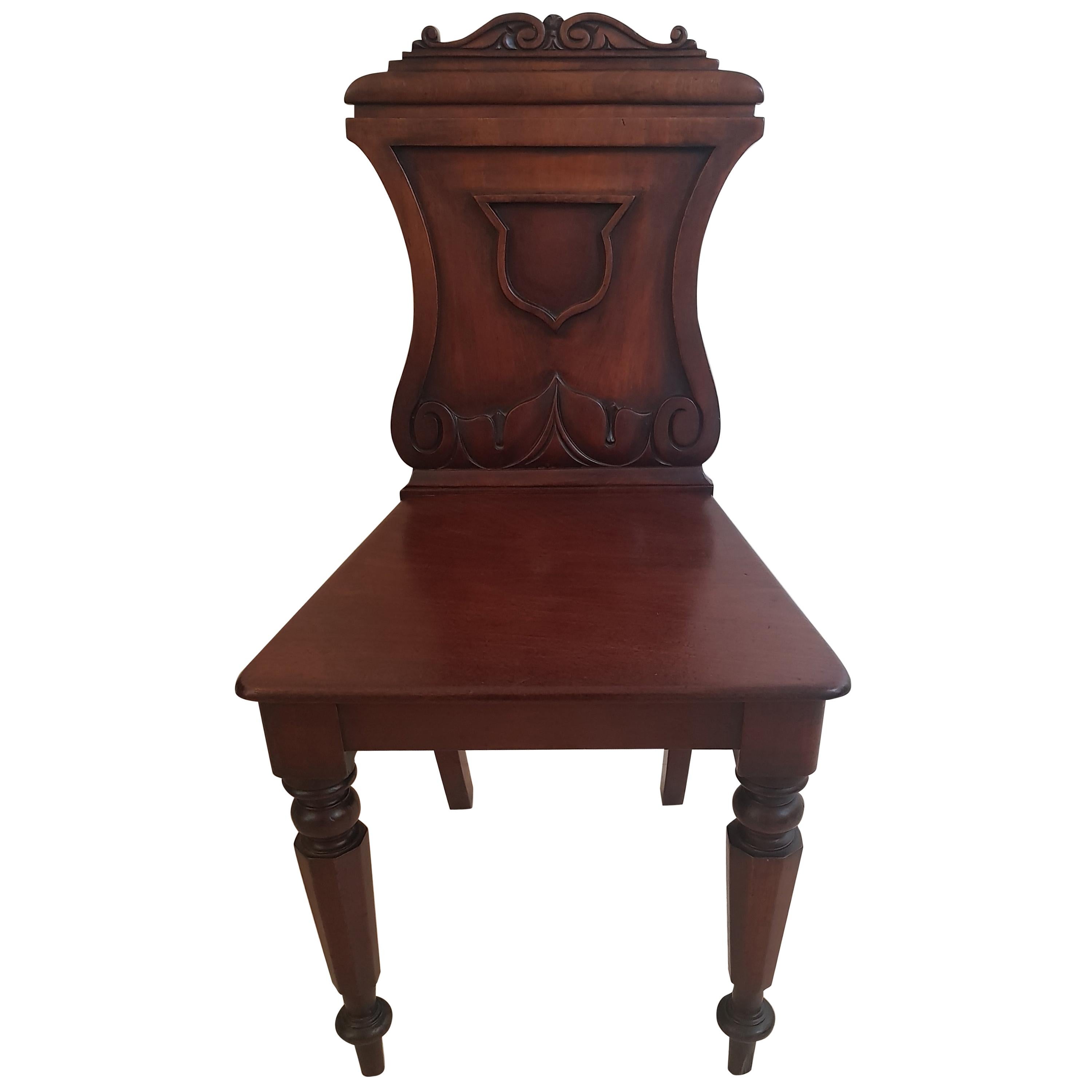 Regency Period Mahogany Hall Chair For Sale