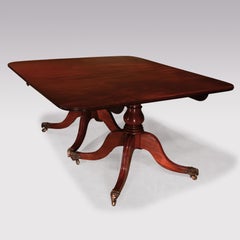 Regency Period Mahogany Two Pillar Dining Room Table
