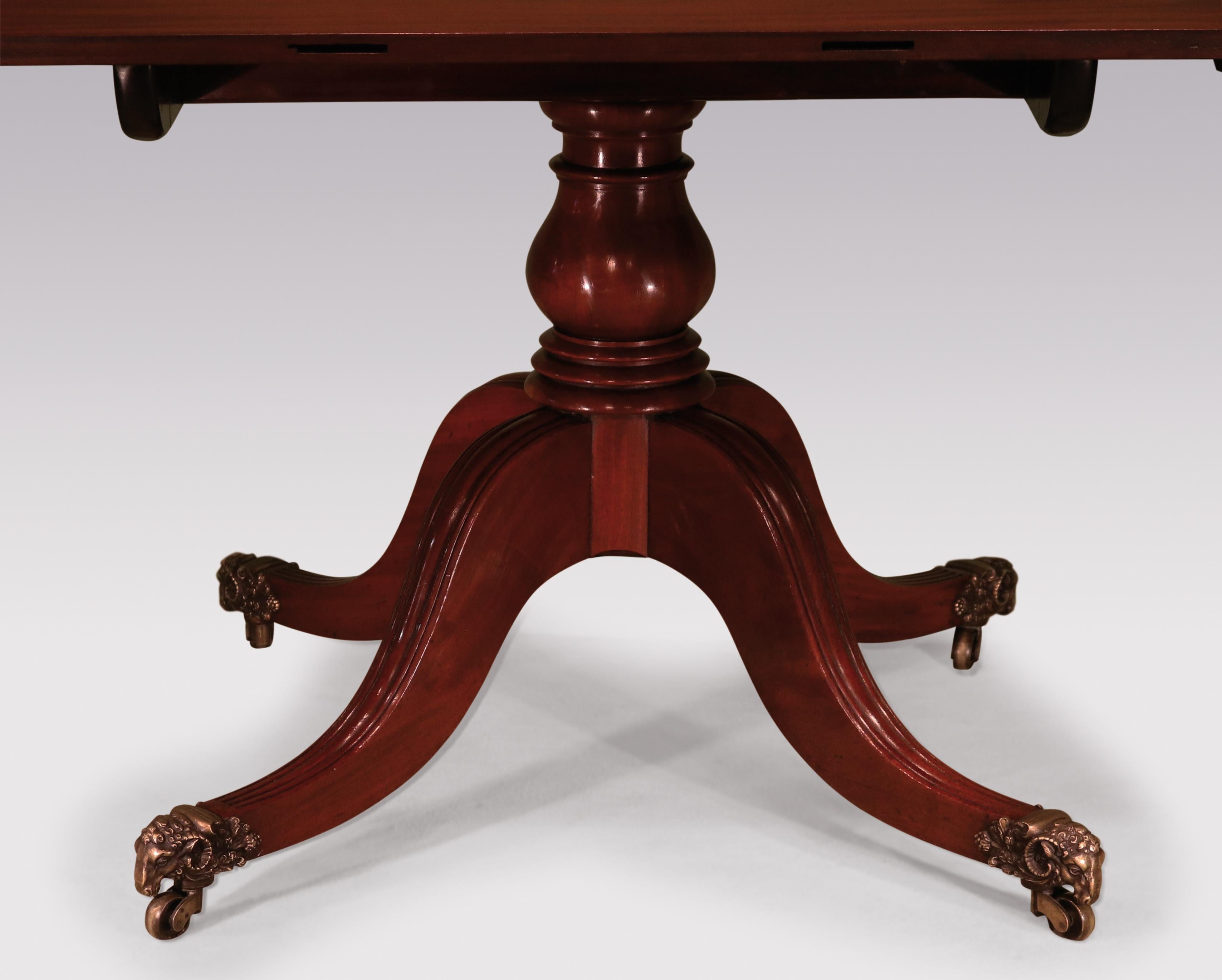 English Regency Period Mahogany Two Pillar Dining Room Table For Sale