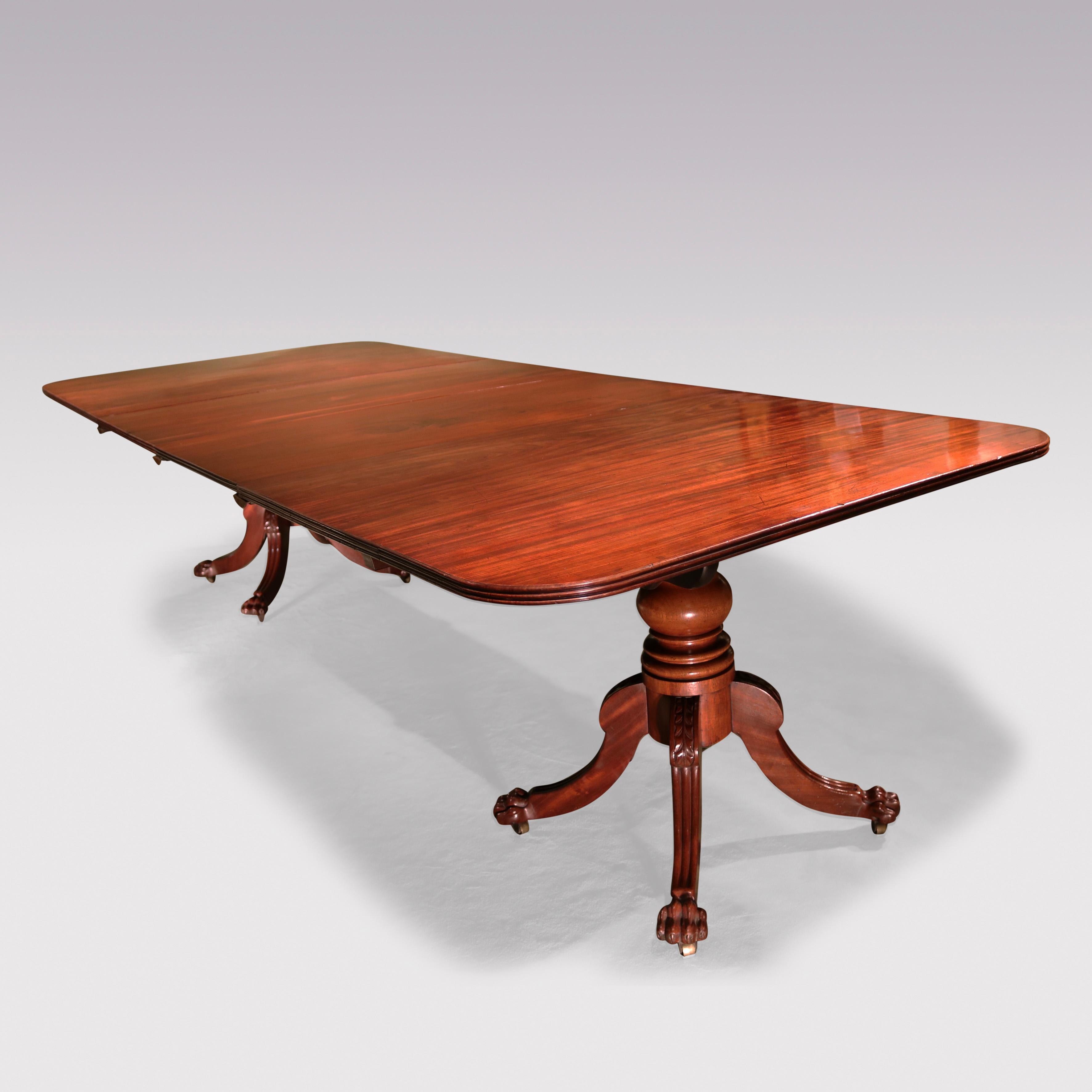 Regency Period Mahogany Two Pillar Dining Table For Sale 2