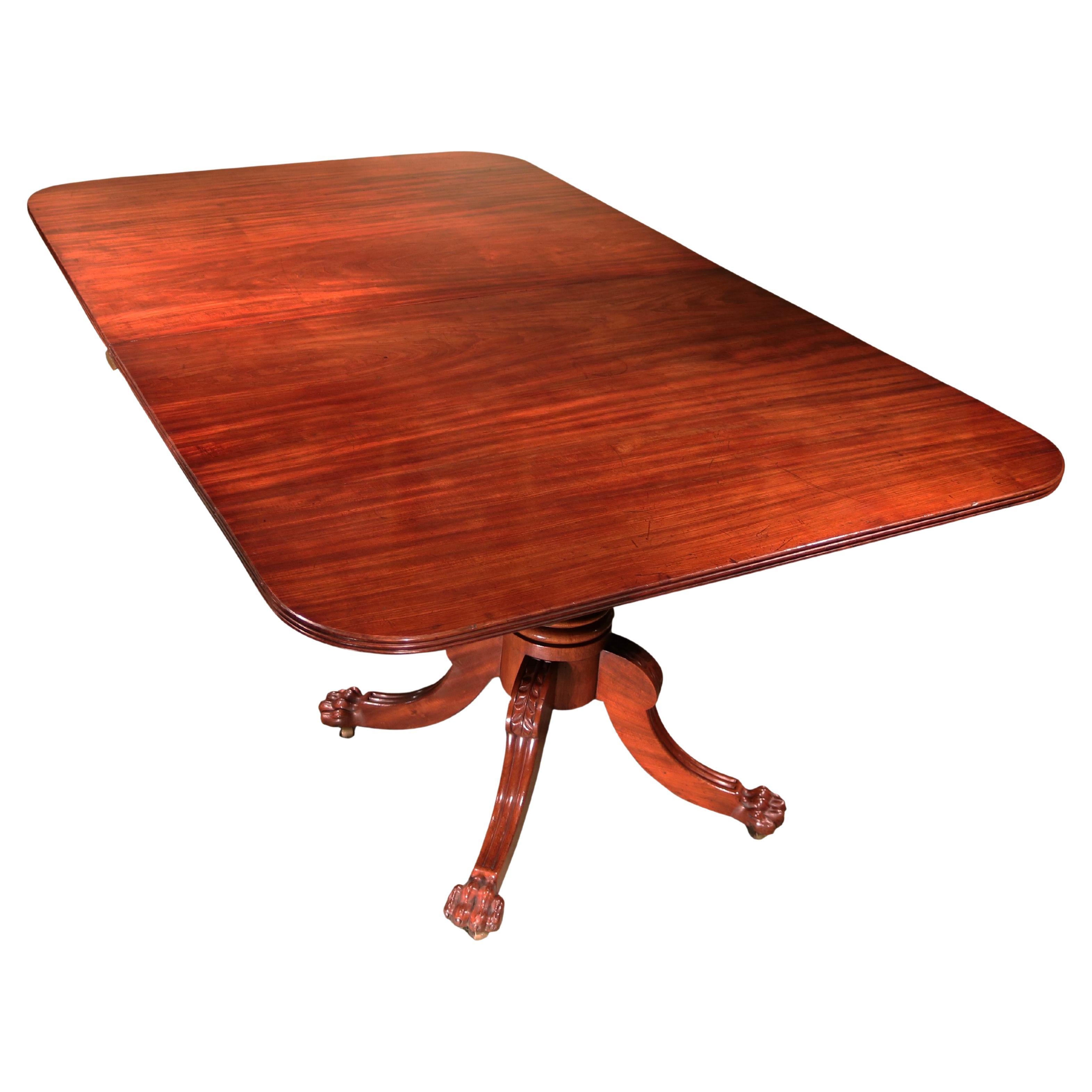 Regency Period Mahogany Two Pillar Dining Table For Sale