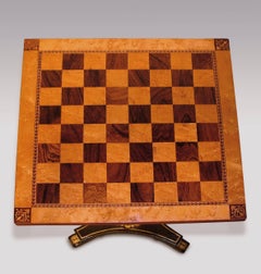 Regency Period Oak and Bird's-Eye Maple Chess Table