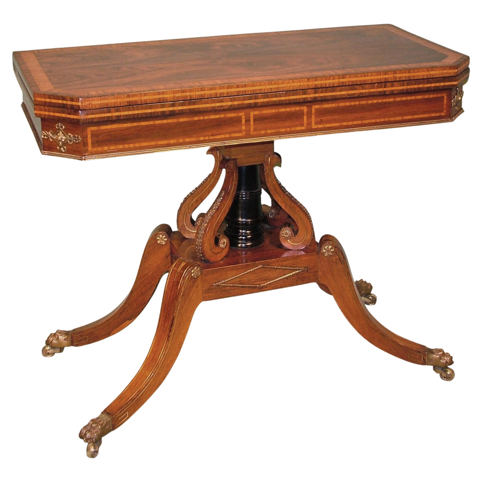 Regency Period Rosewood Card Table For Sale