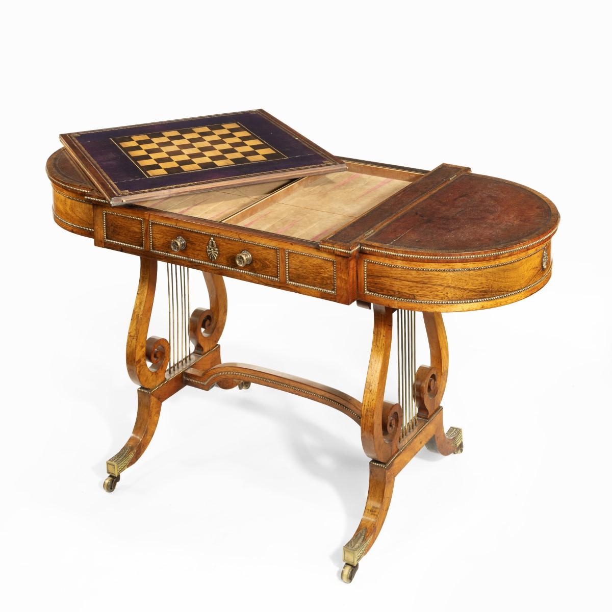 English Regency Period Rosewood Sofa Games Table Attributed to Gillows of Lancaster For Sale