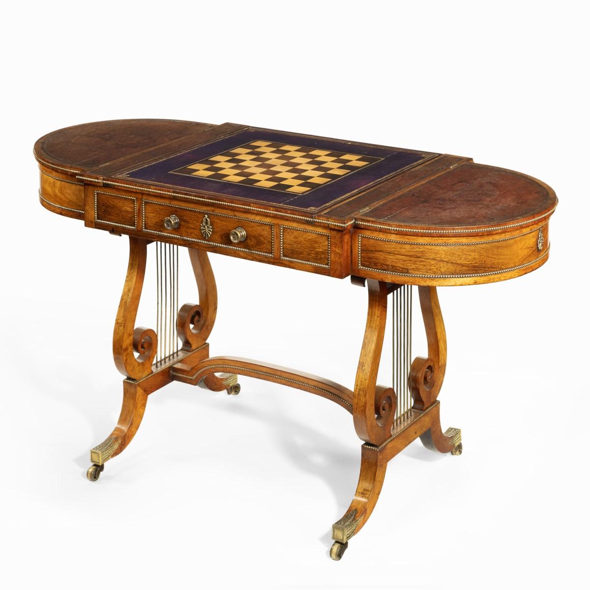Regency Period Rosewood Sofa Games Table Attributed to Gillows of Lancaster In Good Condition For Sale In Lymington, Hampshire