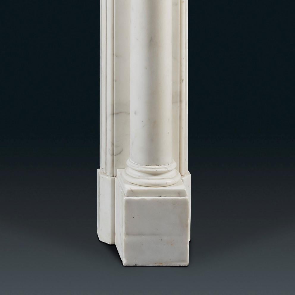 Hand-Carved Regency Period Statuary Marble Column Fireplace