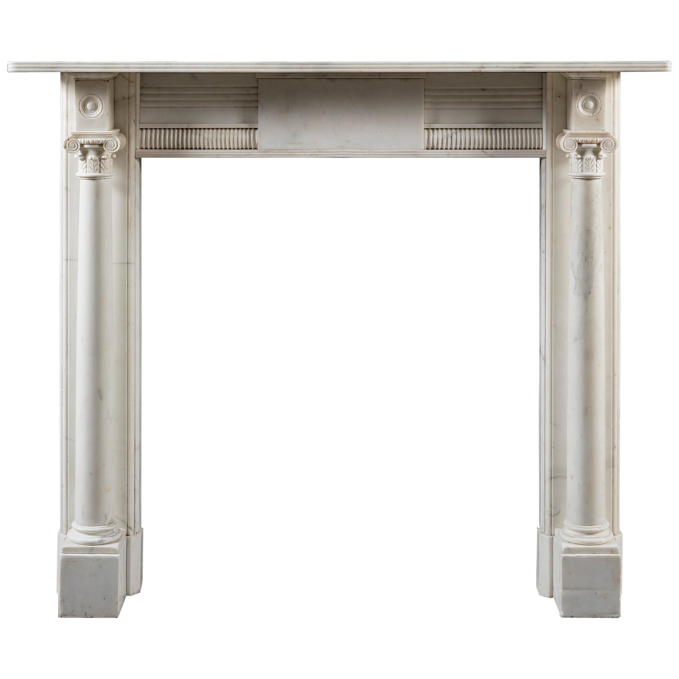 Regency Period Statuary Marble Column Fireplace