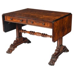 Antique A Regency rosewood end support sofa table, attributed to Gillows