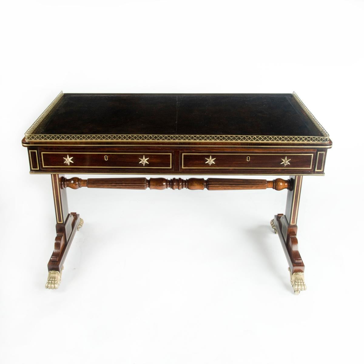 Regency Rosewood Free Standing End Support Writing Table, by Gillows In Good Condition In Lymington, Hampshire