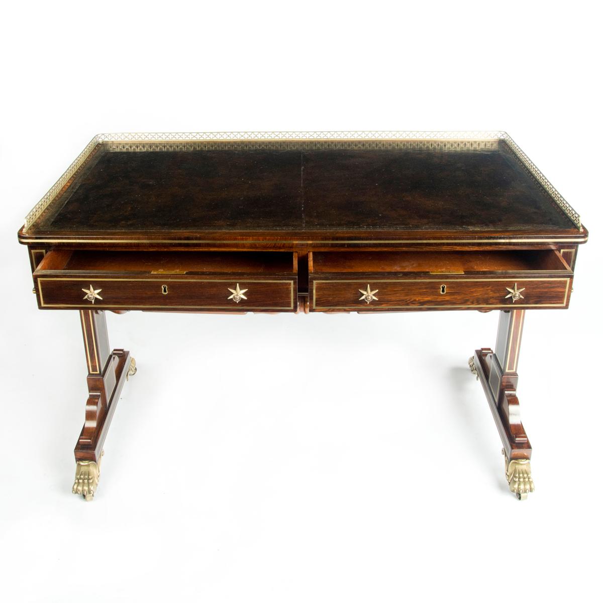 Early 19th Century Regency Rosewood Free Standing End Support Writing Table, by Gillows