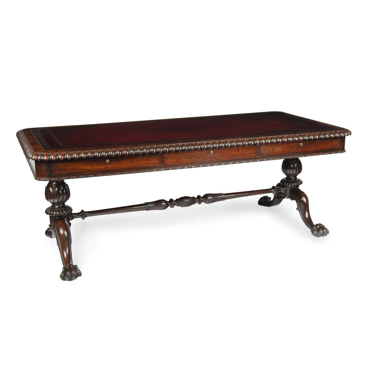 A Regency rosewood six drawer library table by Gillows For Sale 5