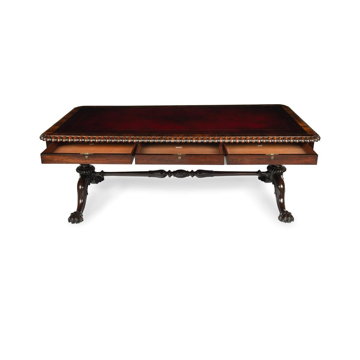 A Regency rosewood six drawer library table by Gillows For Sale 6