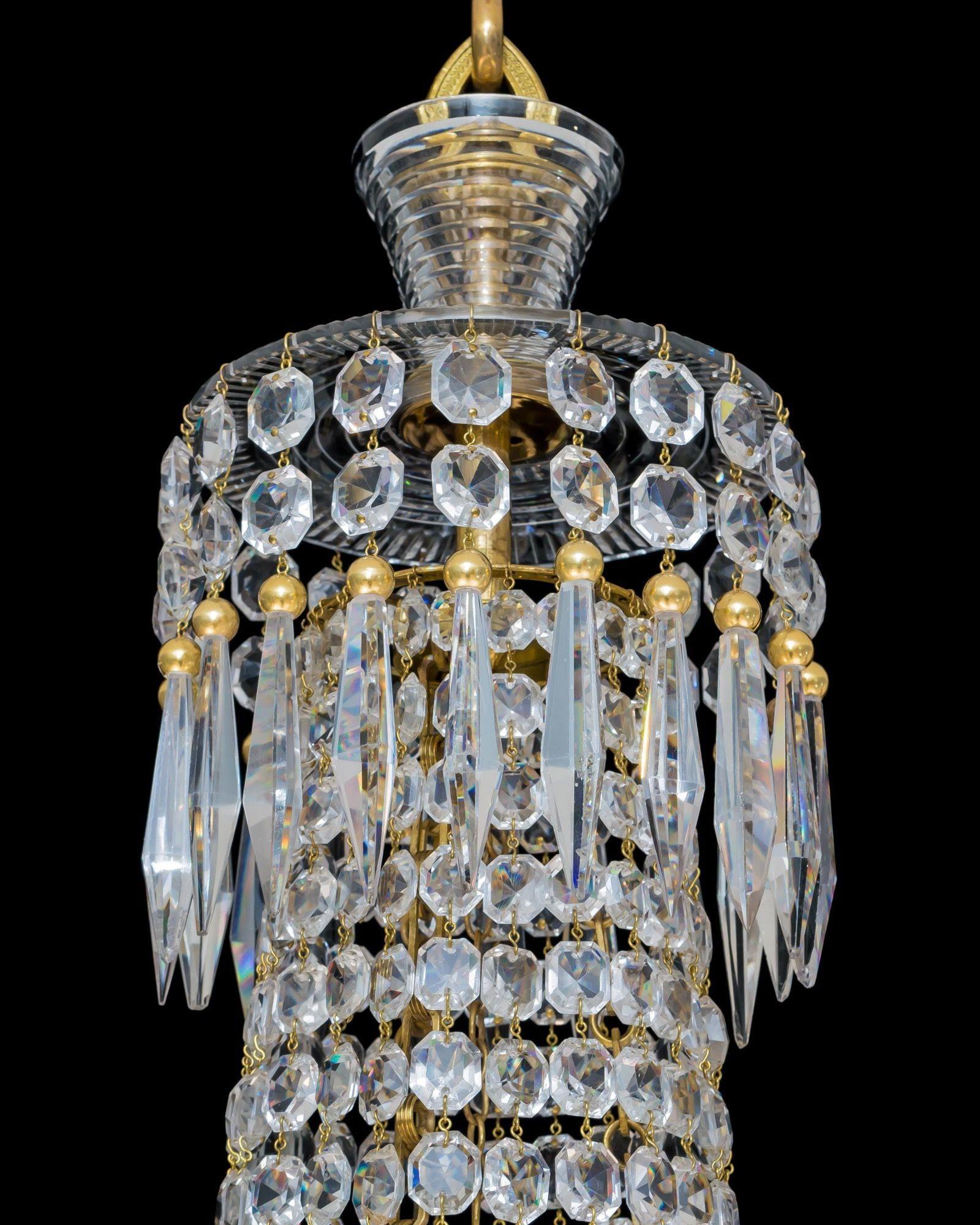 English A Regency Six Light Crystal Chandelier For Sale