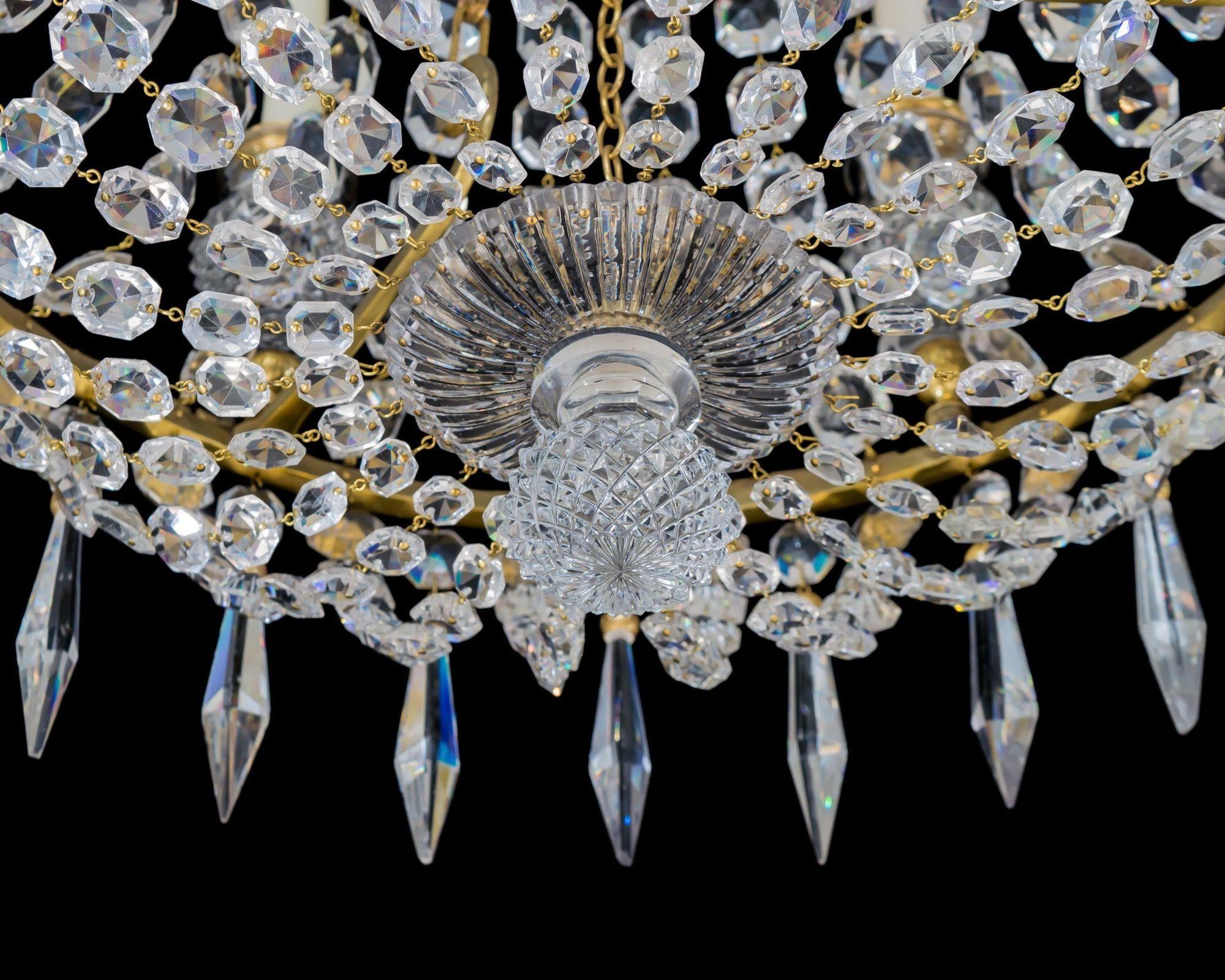 19th Century A Regency Six Light Crystal Chandelier For Sale