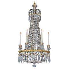 A Regency Six Light Crystal Chandelier