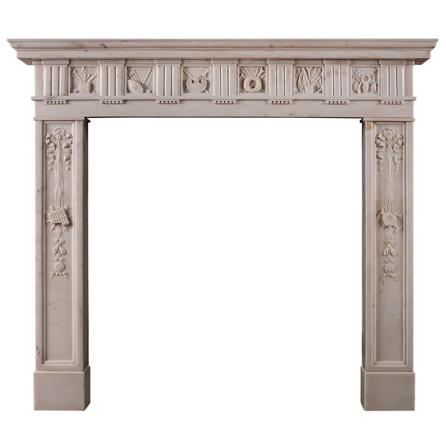 Regency Statuary Marble Fireplace of the Finest Quality For Sale