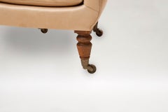 Poltrona Bergere in pelle beige e mogano in stile Regency