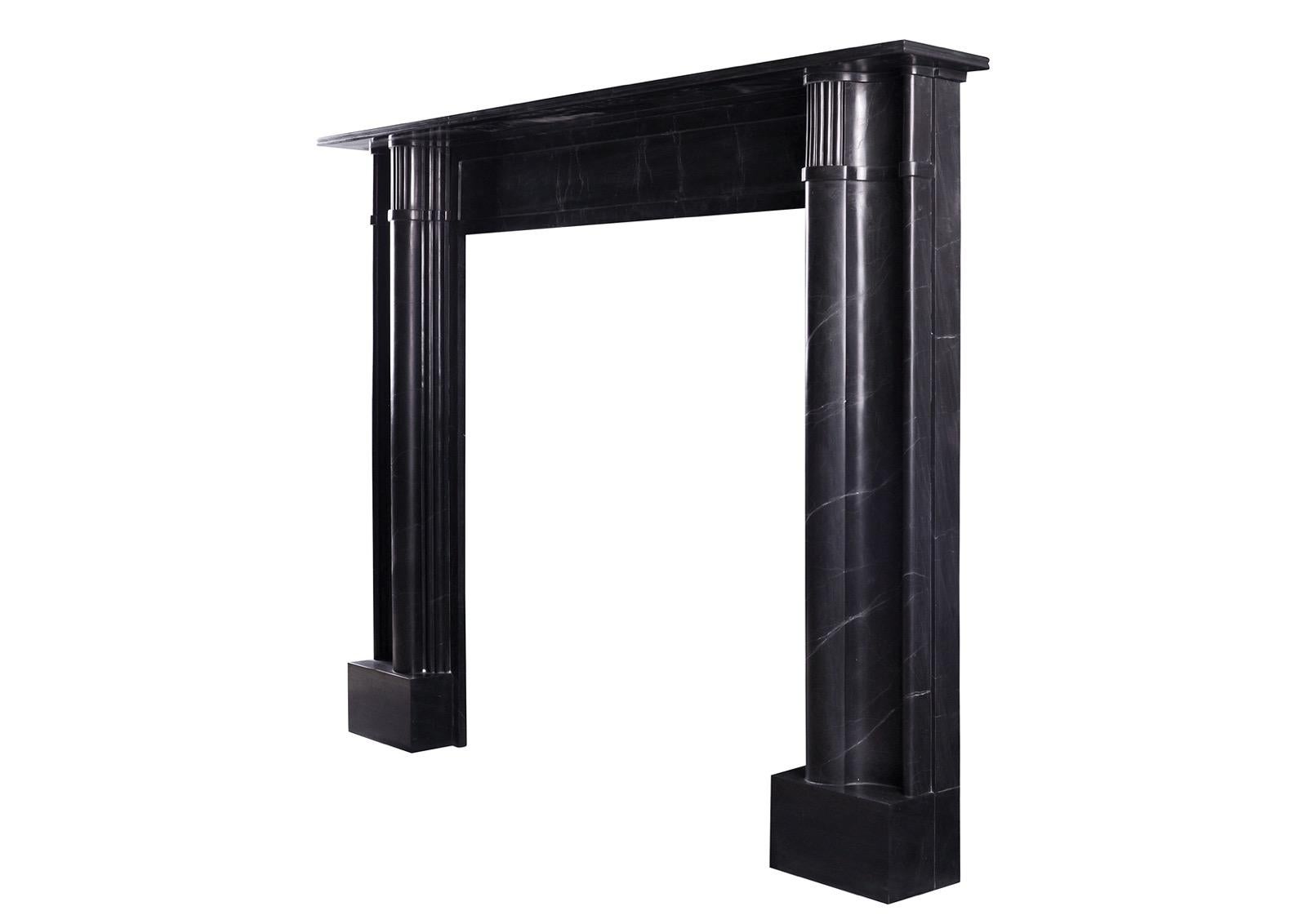 English Regency Style Black Marble Fireplace For Sale
