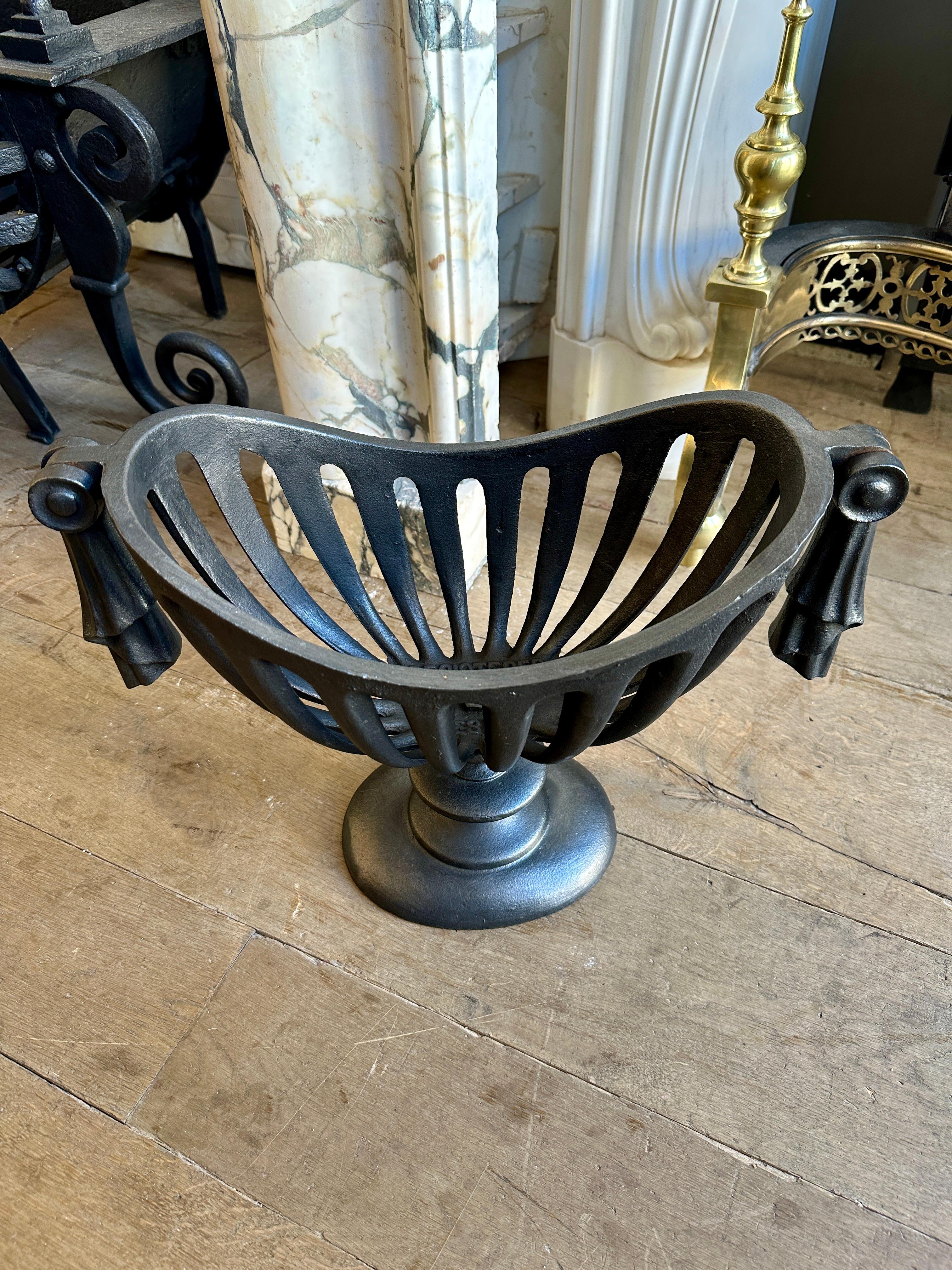 English A Regency Style Cast Iron Urn Fire Basket Grate