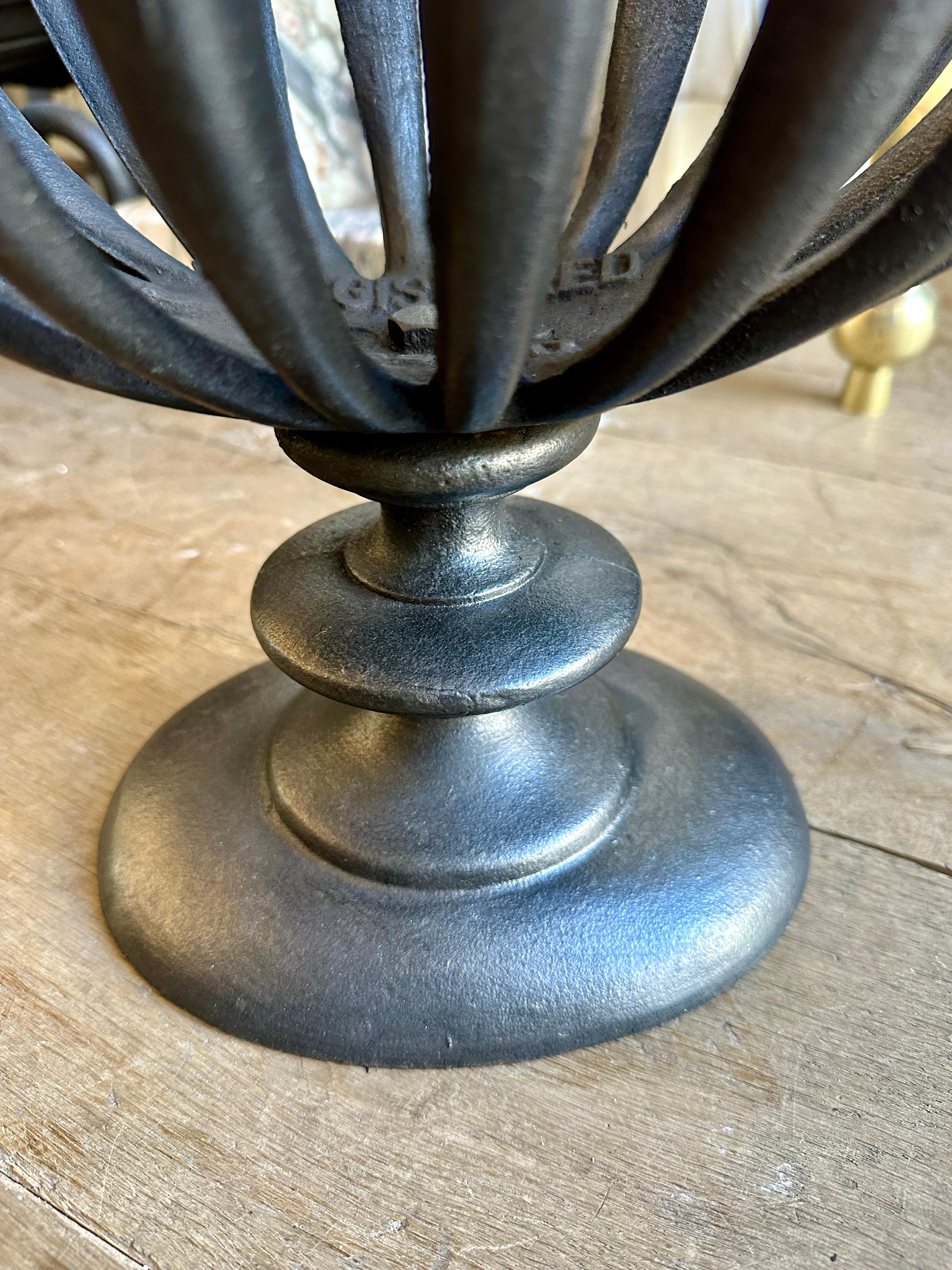 20th Century A Regency Style Cast Iron Urn Fire Basket Grate