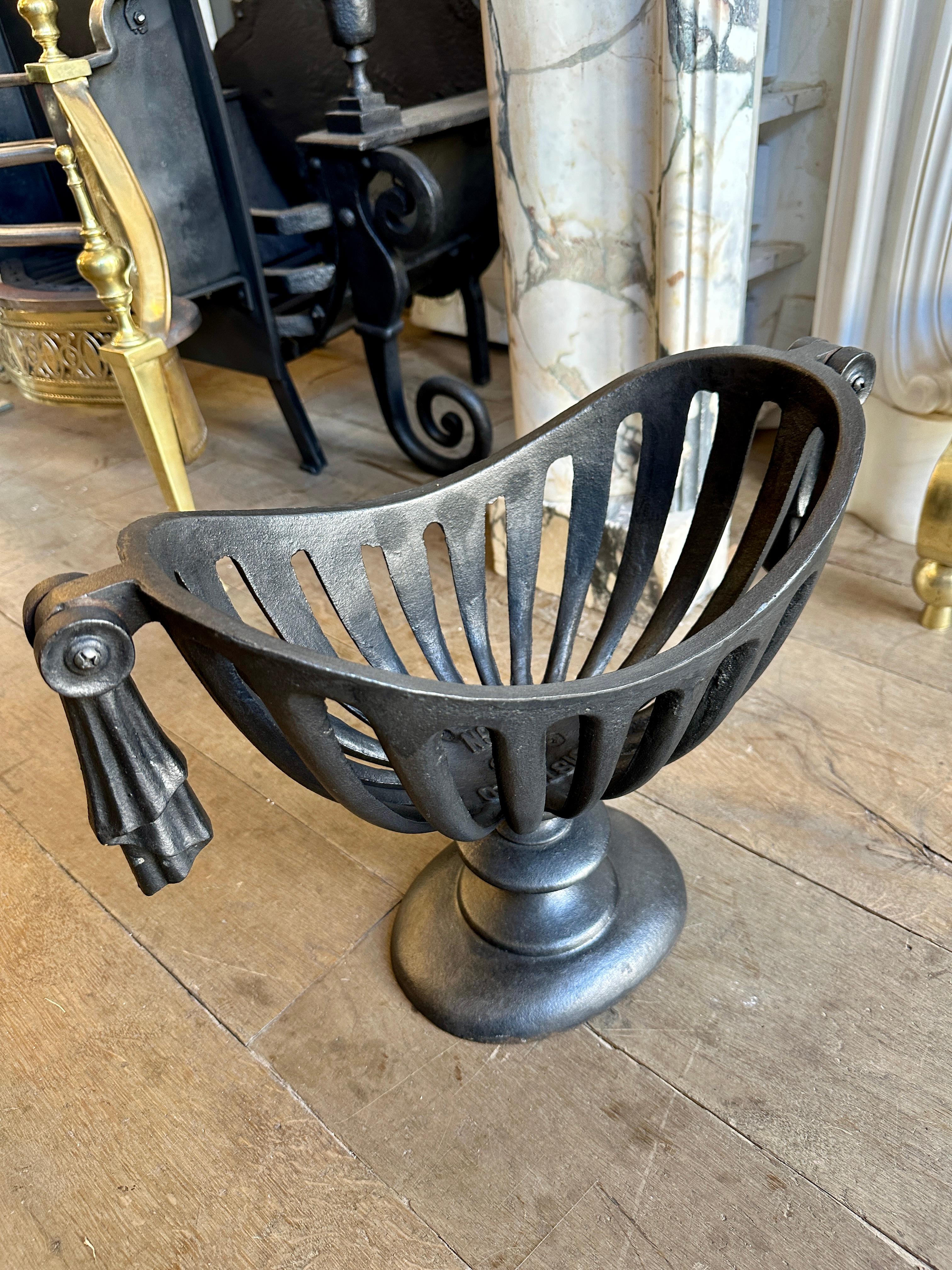 A Regency Style Cast Iron Urn Fire Basket Grate 2