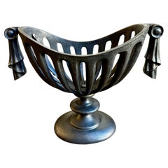 Vintage A Regency Style Cast Iron Urn Fire Basket Grate