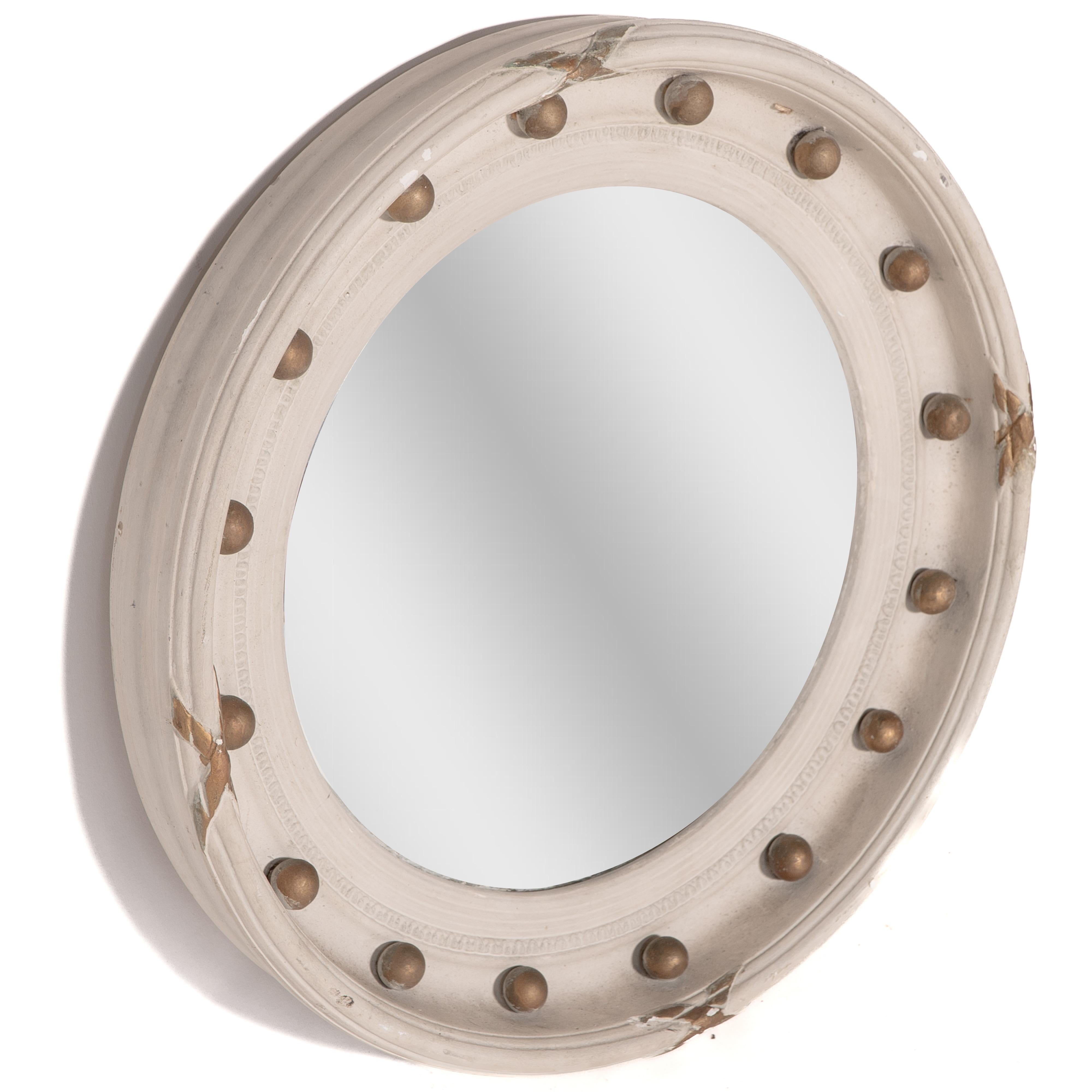 English A Regency style circular convex mirror with ball and ribbon decoration For Sale