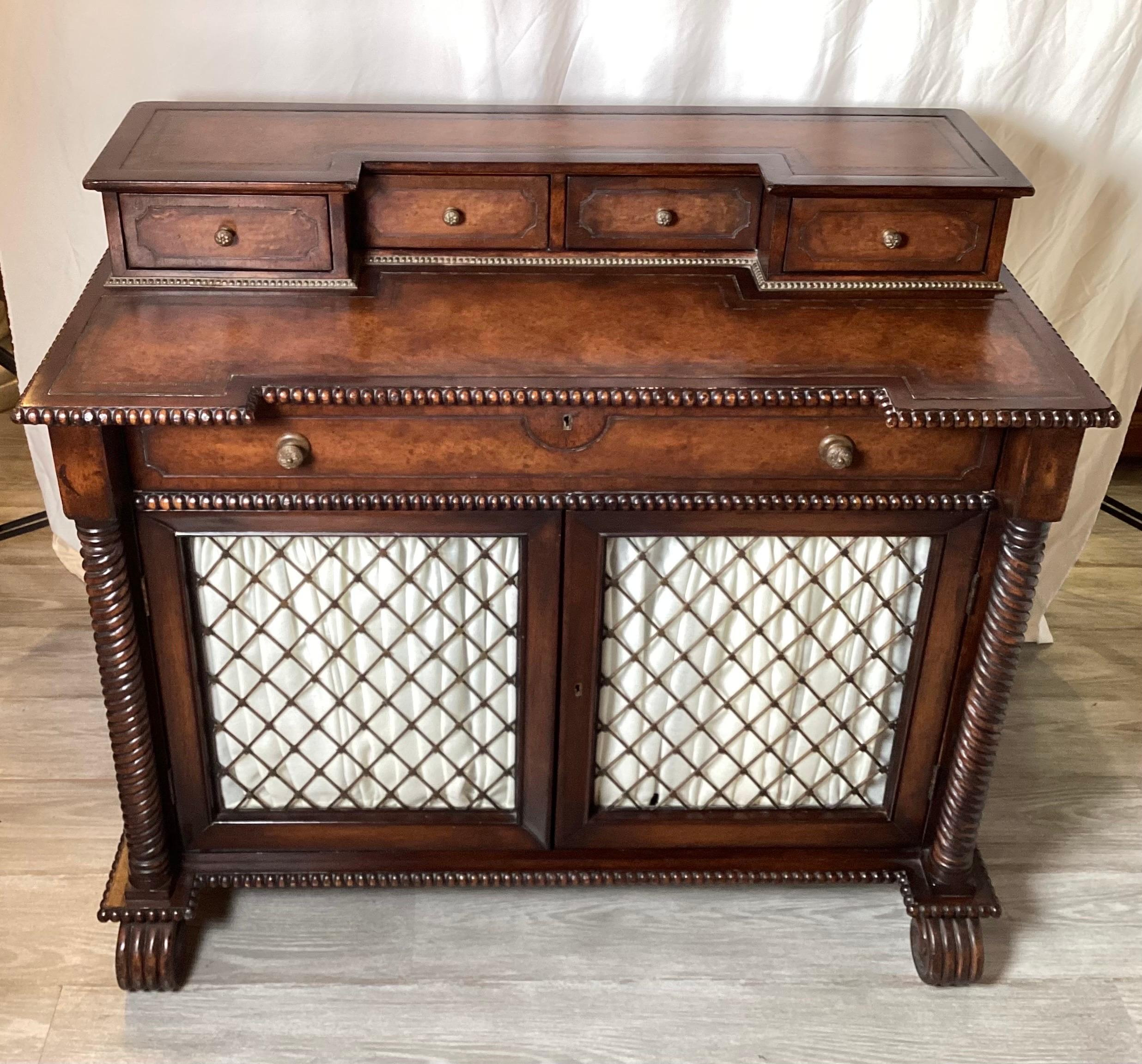 Unknown Regency Style Console Desk with Leather Top For Sale