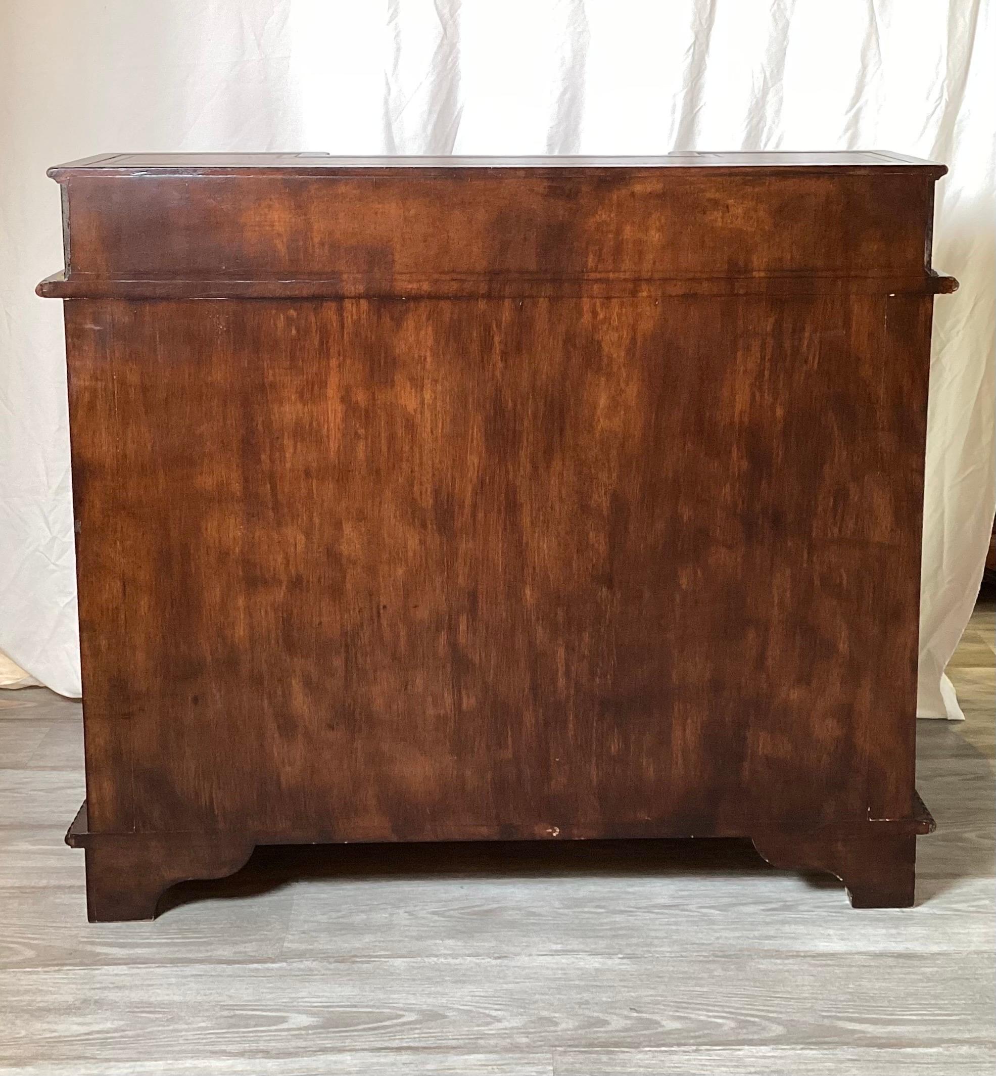 Walnut Regency Style Console Desk with Leather Top For Sale