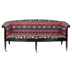 Vintage A Regency Style Ebonised and Upholstered Settee