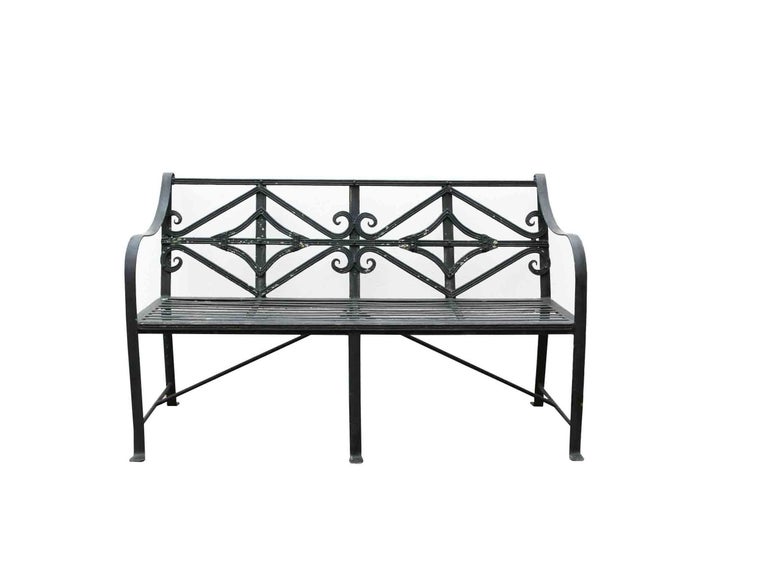 Regency Style English Iron Garden Seat For Sale at 1stDibs