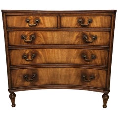 Regency Style Flame Mahogany Concave Shaped Antique Chest of Drawers